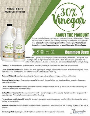 30% Vinegar Concentrate - 300 Grain White Vinegar - 1 Gallon of Natural and Safe Multi-Use Concentrated Industrial Vinegar - 2